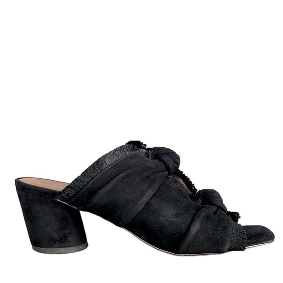 Anthropologie Bernardo Fae Black Suede Fringe Sandals size 8.5 - Picture 3 of 11